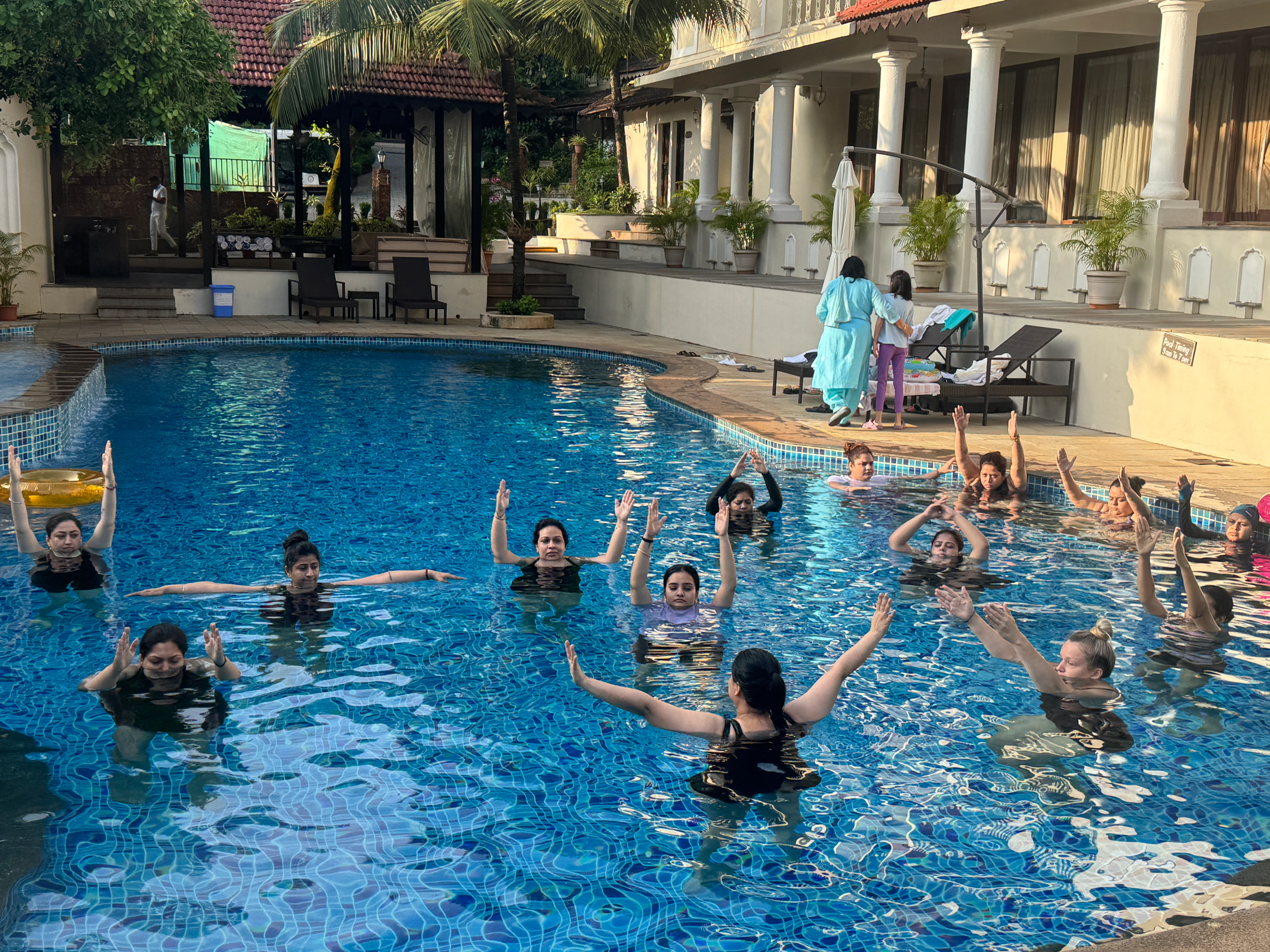 Aqua yoga group practice